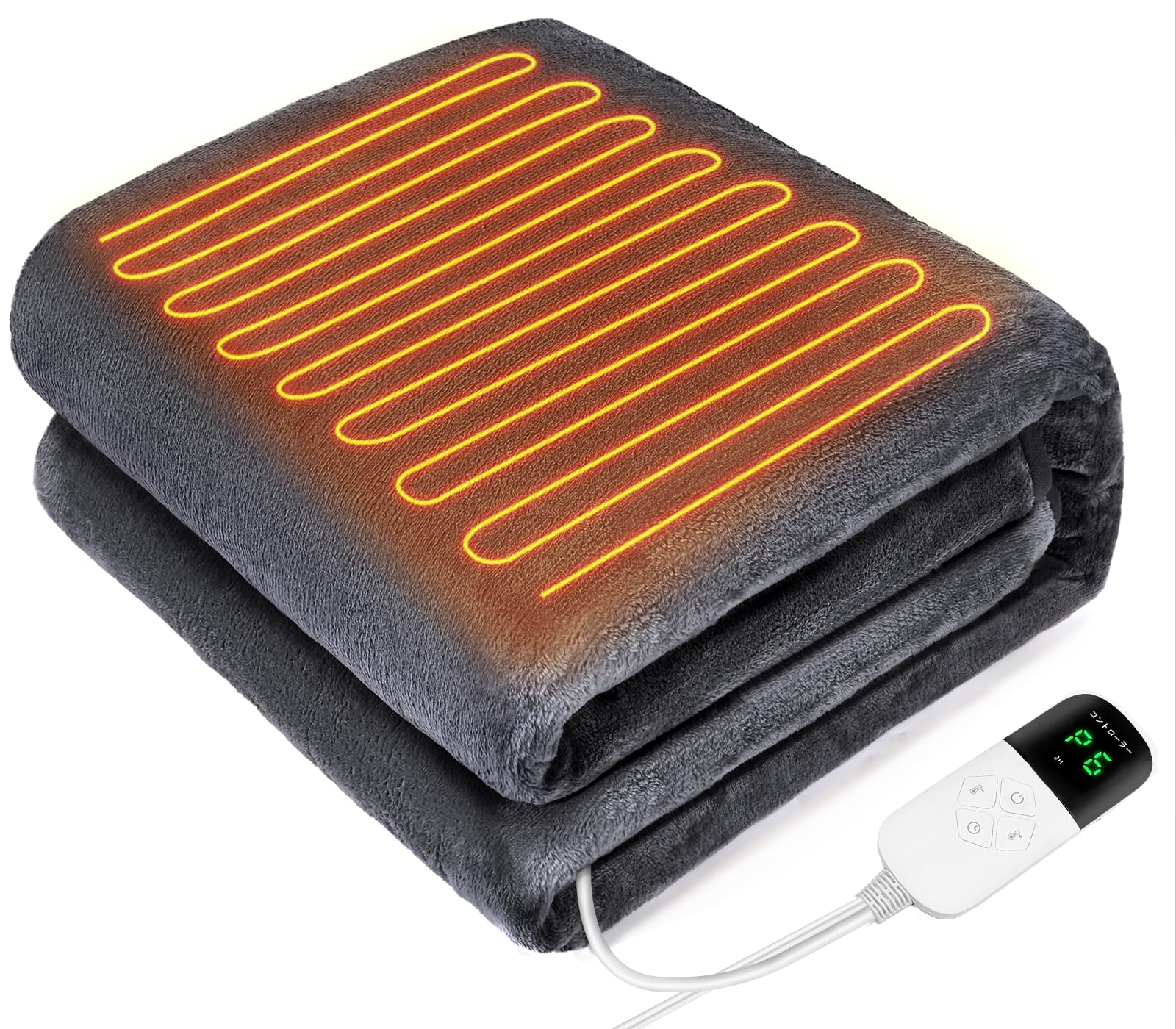 電気毛布 掛け敷き兼用 188×130cm 【大きいサイズ両面フランネル素材】 電気ブランケット 8段階温度調節 4段階切タイマー 電気ひざ掛け 3分速暖 厚手生地 丸洗い可能 抗菌 防臭 ダニ退治