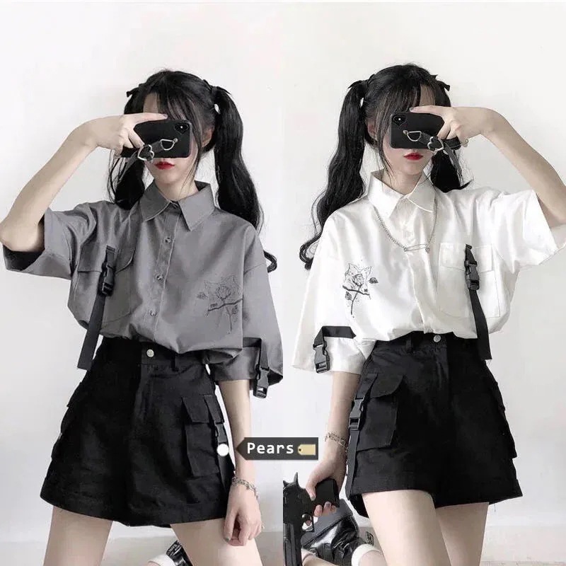 最安値!韓国 韓国ファッショントップス 2点セット 服レディース上着 半ズボン セットアップ 地雷系 原宿系 量産型 通勤通学 シャツ 上下セット 制服脚魅せミニスカート 涼しく楽ちんセットアップ ハ