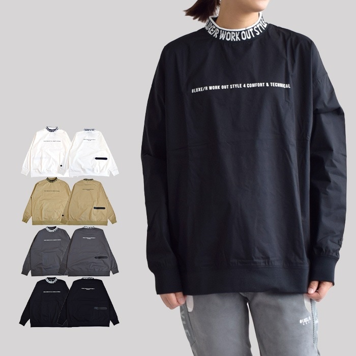 LUXE/R ラグジュ トップス ロンT プルオーバー ロゴ リブ 衿 ストレッチ メンズ レディース ユニセックス 長袖 春 秋 冬 スポーツ 全4色 M L XL 45852