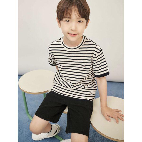 [BEANPOLE KIDS] ワッフルストライプ半袖＆短パン2PCS上下セット ブラック (BI5742U025)