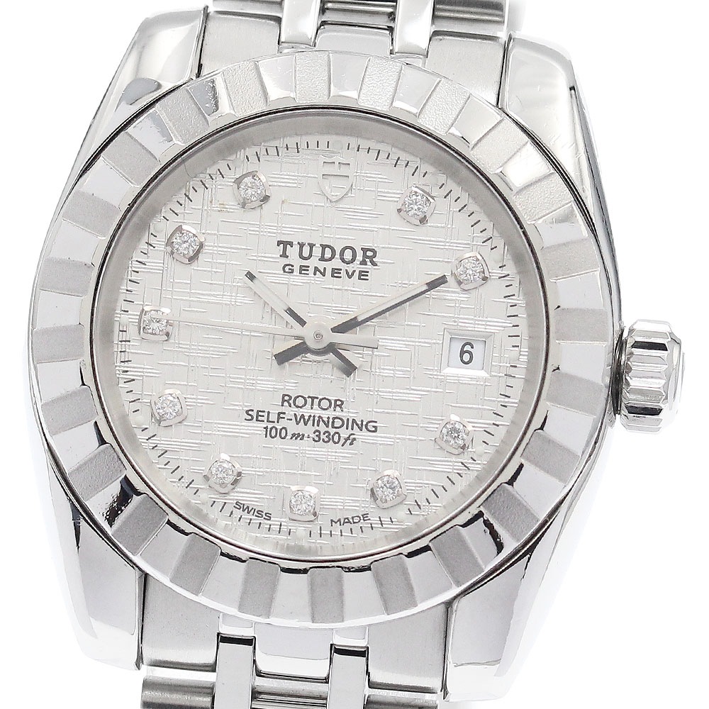 チュードル TUDOR 22010 クラシック デイト 10Pダイヤ 自動巻き レディース 保証書付き_942662【中古】