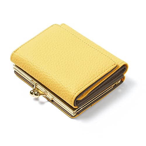 [ブランポム] 財布 レディース 三つ折り財布 ミニ財布 小銭入れ コンパクト bp-1068 イエロー/モカ