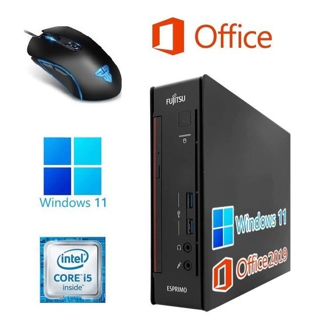 富士通 Q556 Windows11 大容量SSD:256GB Core i5 大容量メモリー:8GB ミニPC Office2019 & ゲーミングマウス X9 usb有線