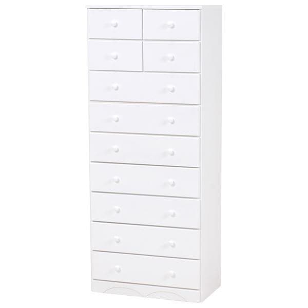 ハイチェスト/リビングチェスト [9段] 幅60cm 木製/桐 ホワイト（白） [完成品]