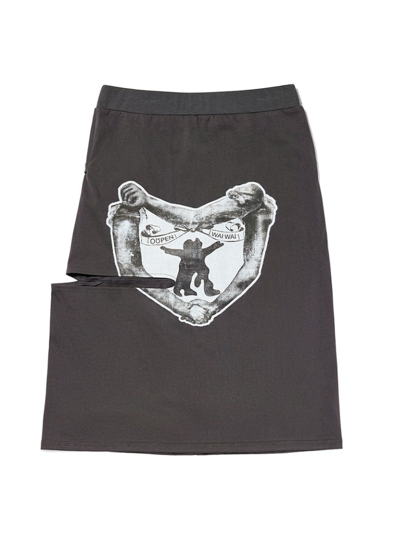 【OPEN YY】 YY HUG&HEART CUTOUT SKIRT : CHARCOAL
