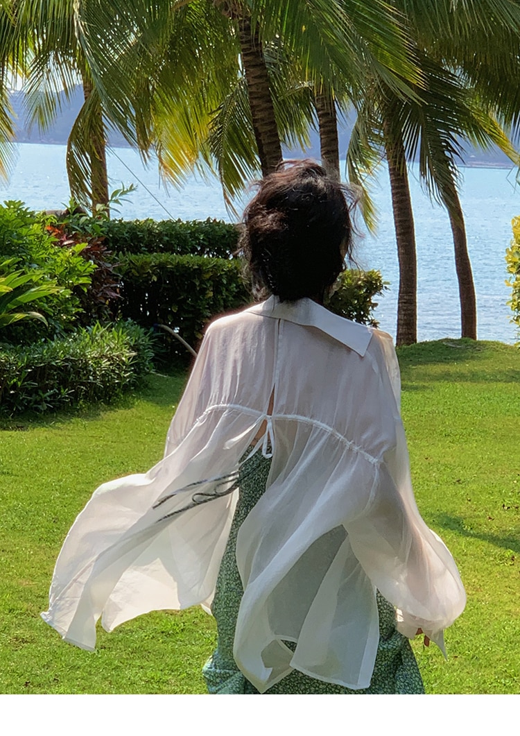 エレガント カジュアル 長袖 シャツ レディース 夏 薄手 フレンチレトロ ルーズニッチトップ ホワイト S トップス かわいい 大人可愛い きれいめ シンプル カジュアル 大人 上品 おしゃれ 8,428円