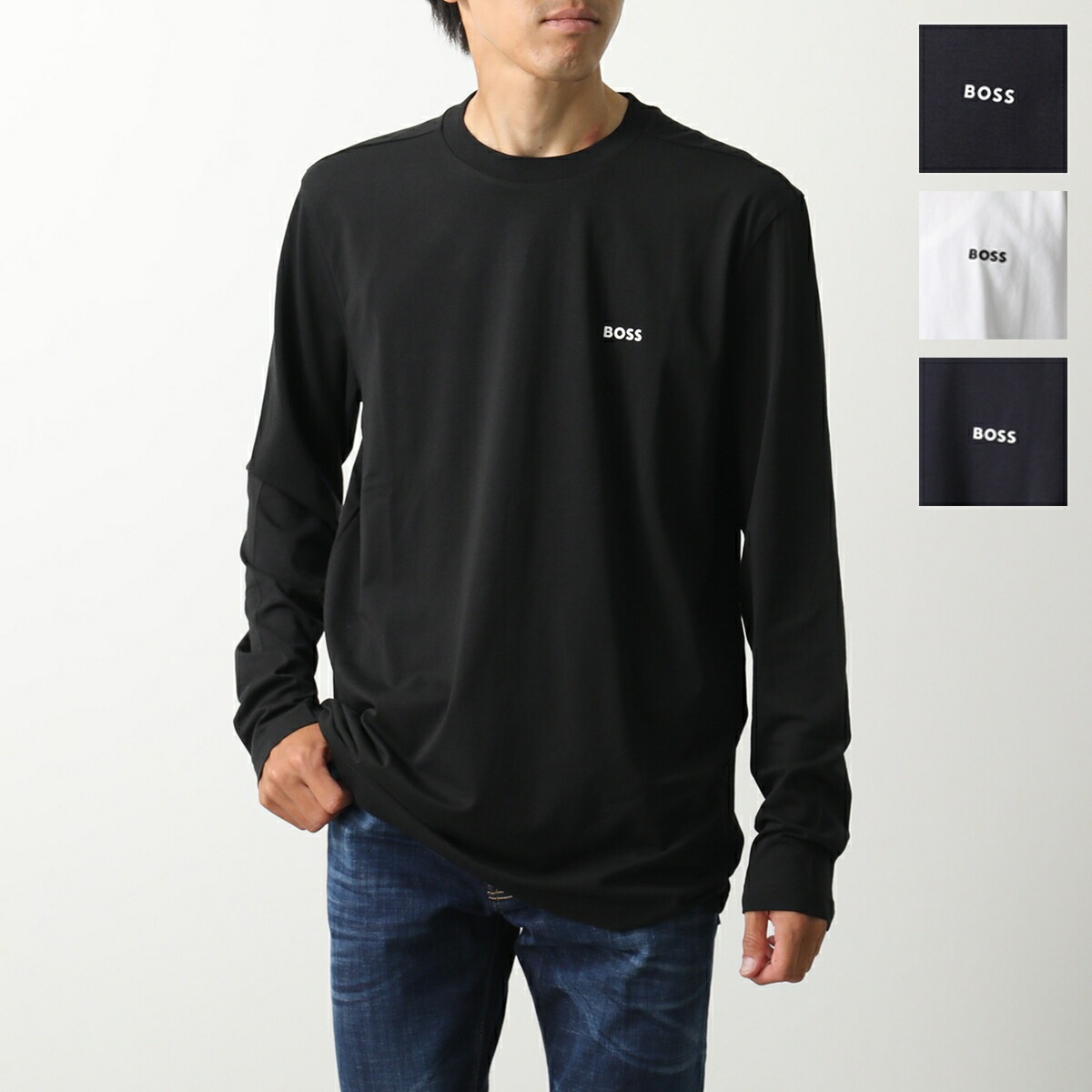 HUGO BOSS ヒューゴボス 長袖 Tシャツ 50506365 10256064 メンズ ロンT カットソー ロゴ クルーネック ストレッチ コットン混紡 カラー4色
