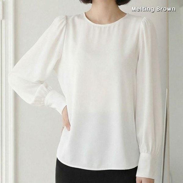 女性ラウンドネック面接ブラウスT09