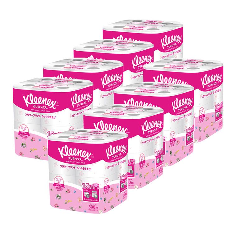クリネックス 1.5倍長持ち トイレットペーパー プリント フローラルハーブの香り 37.5m ダブ メガ割