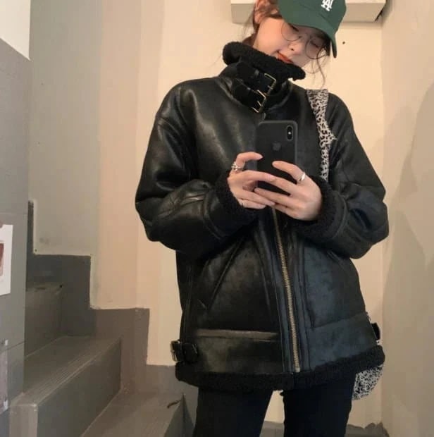 ムートンジャケット アウター ハイネック カジュアル 大人可愛い シンプル