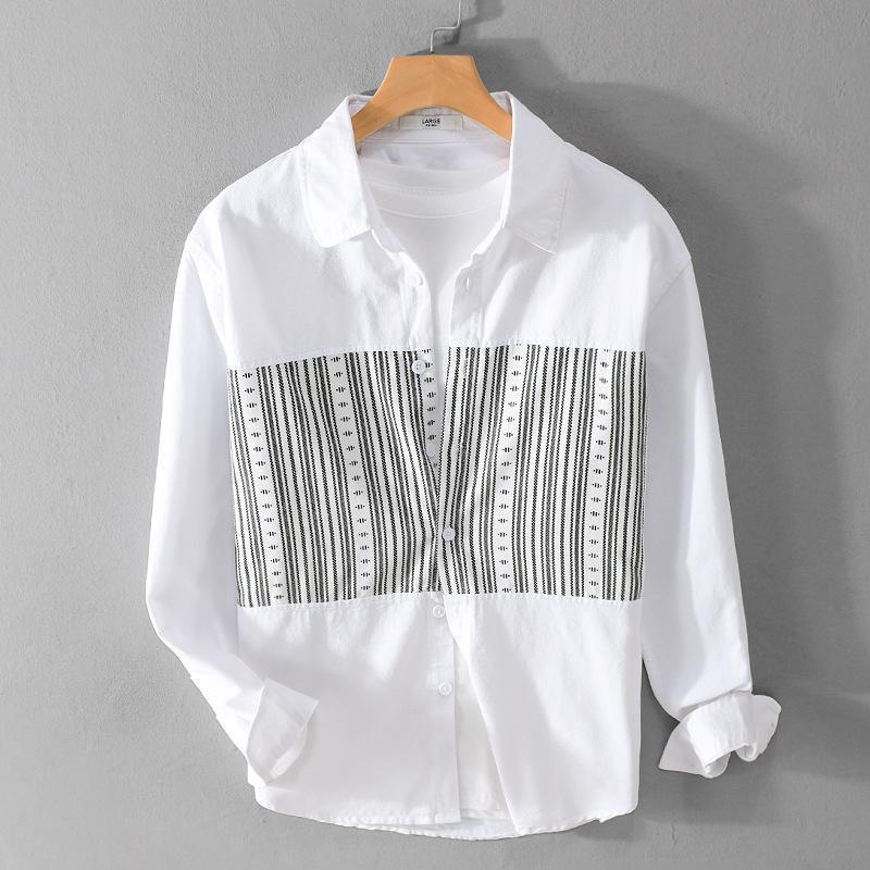 メンズ シャツ カジュアルシャツ 無地 長袖シャツ 開襟シャツ ビジネス 通勤 スリム メンズファッション 春 夏