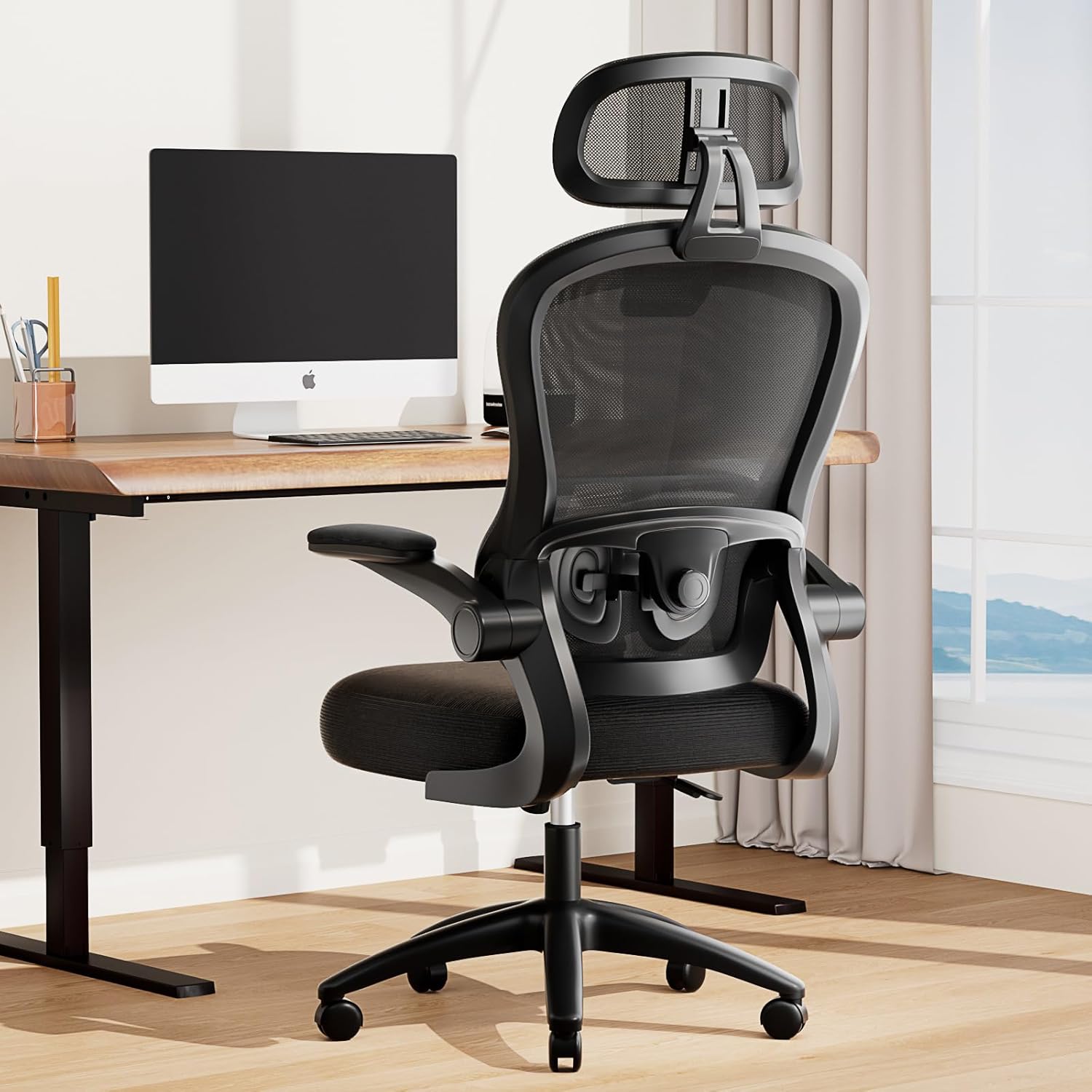 GXTRACE オフィスチェア デスクチェア 椅子 ゲーミングチェア ゲームチェア ブラック 腰サポート 跳ね上げ式アームレスト 3Dヘッドレスト 通気性メッシュ パソコンチェア ブラック