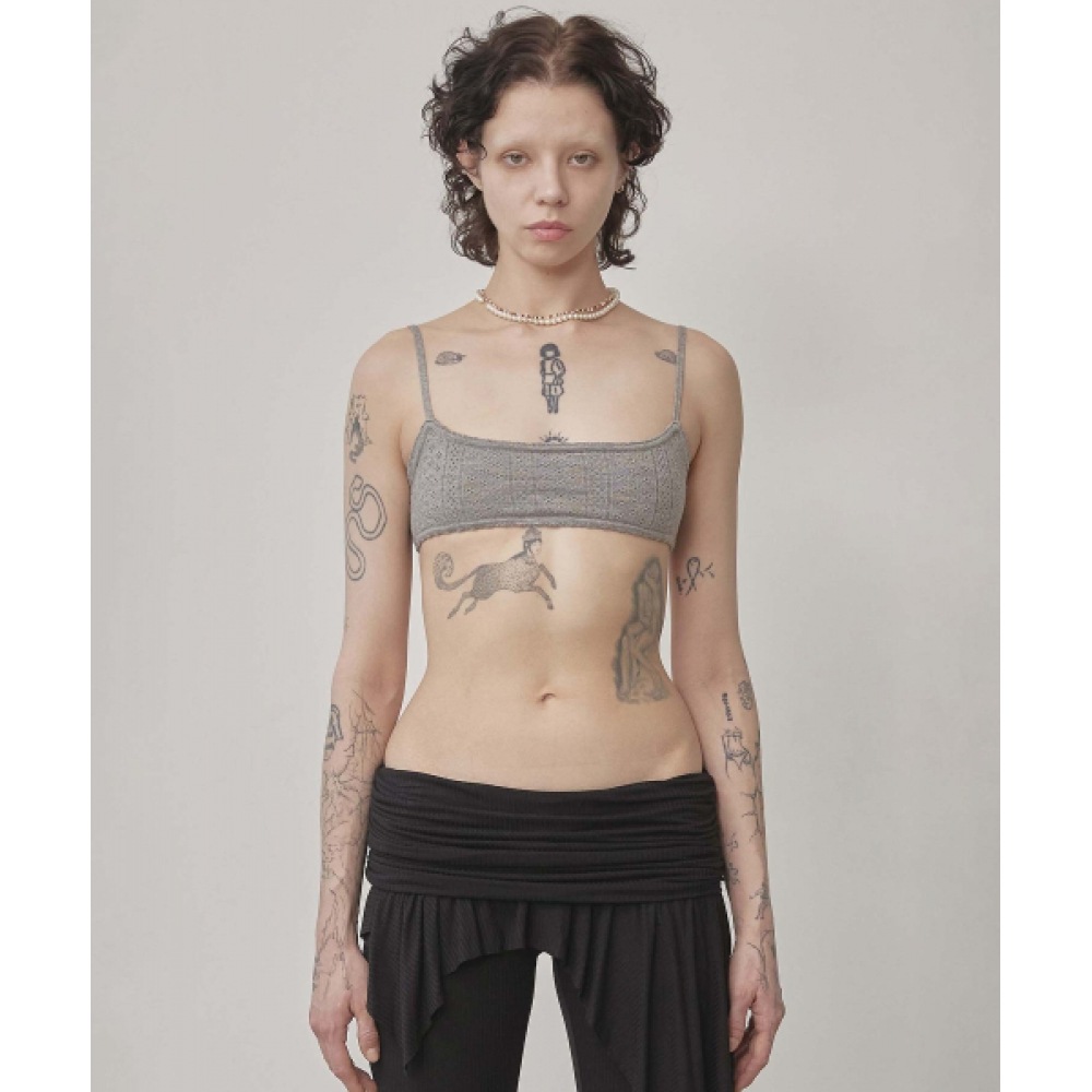 SCULPTOR アイレットニットバスティエ メランジェグレー