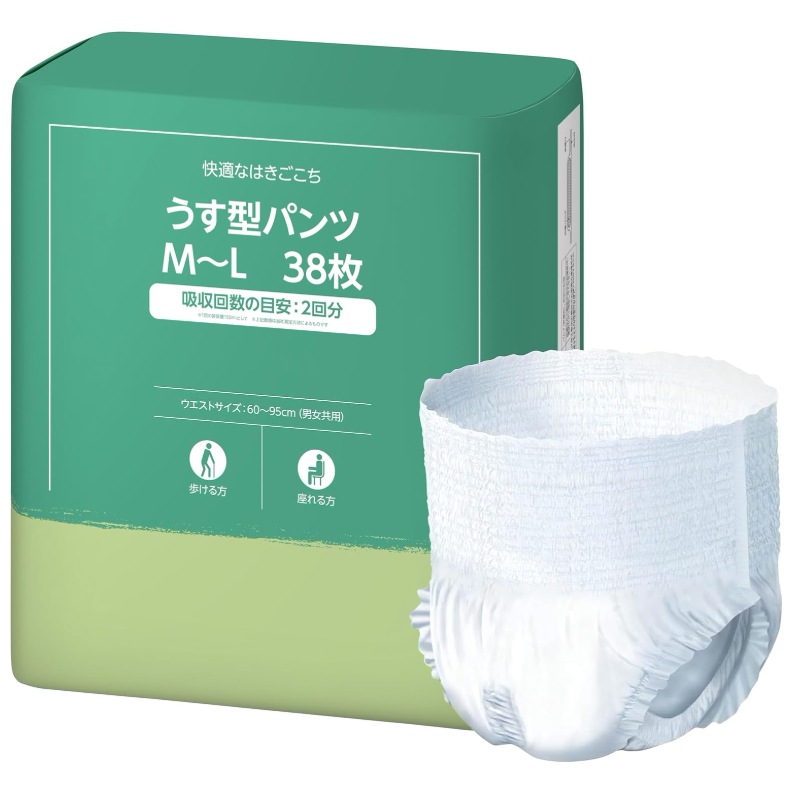 うす型パンツ 2回吸収 M 38枚 大人用紙おむつ 紙パンツホワイト