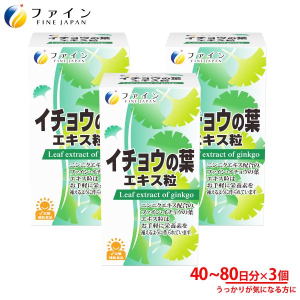 イチョウの葉エキス粒 40-80日分(400粒入) 3個セット 無臭ニンニクエキス ビタミンB1 B2 B6 配合 ファイン