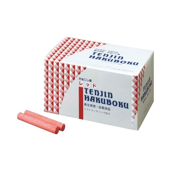 （まとめ）日本白墨 天神印チョーク（石膏カルシウム製） 赤 CH-2 1箱（100本） [x10]