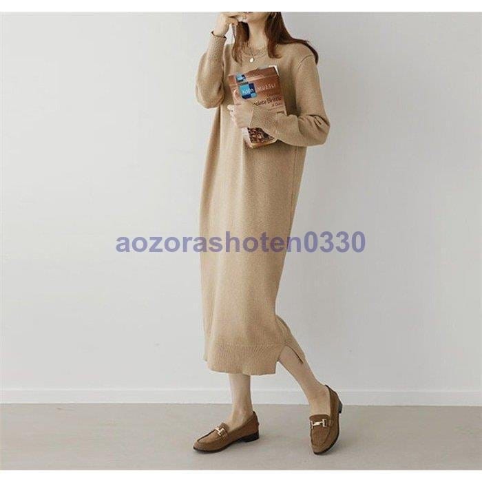 ニットワンピース セーター 秋冬 レディース ロングワンピース 無地 ロング シンプル ニットワンピ