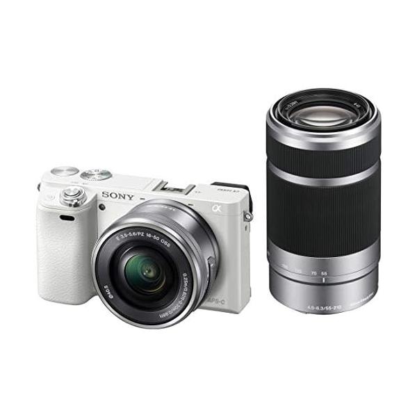 【中古】ソニー ミラーレス一眼 α6000 ダブルズームレンズキット E PZ 16-50mm F3.5-5.6 OSS + E 55-210mm F4.5-6.3 OSS ホワイト ILCE-600