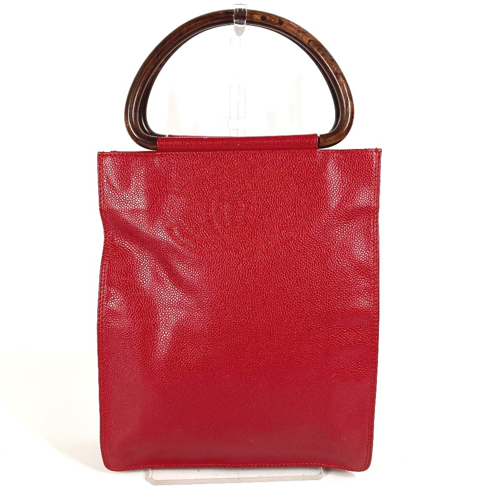 ハンドバッグ CC ココマーク ロゴ カバン キャビアスキン レッド