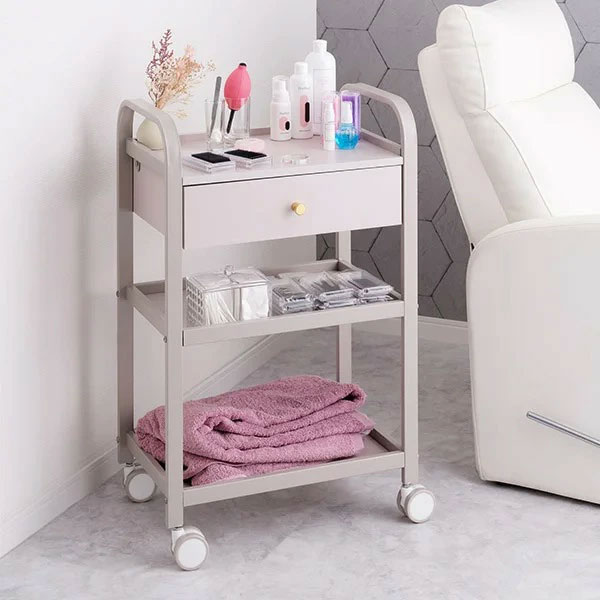 【1年保証】 引き出し付きサイドテーブル 【サロンでも使用】　ワゴン　キャスター付き　韓国インテリア　韓国