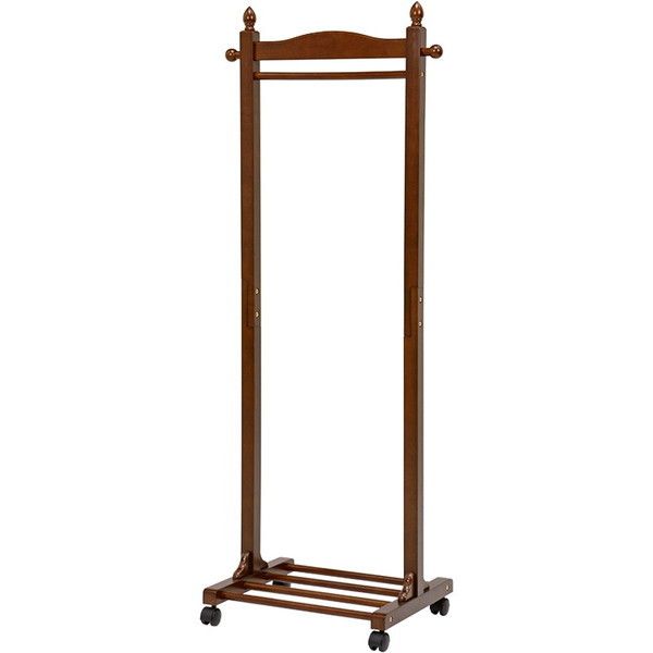 VR-7237BR ブラウン キャスター付き 天然木ハンガーラック 幅60cm 組立式 メーカー直送