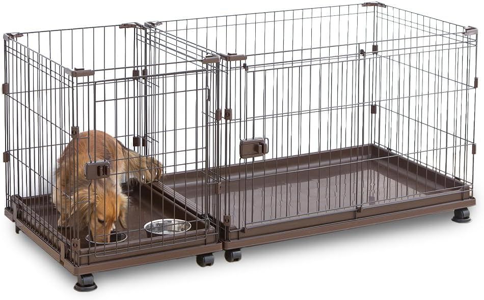 犬 サークル 室内 コンビネーションサークル トイレトレーニングセット P-CS-1400V ウォールナット