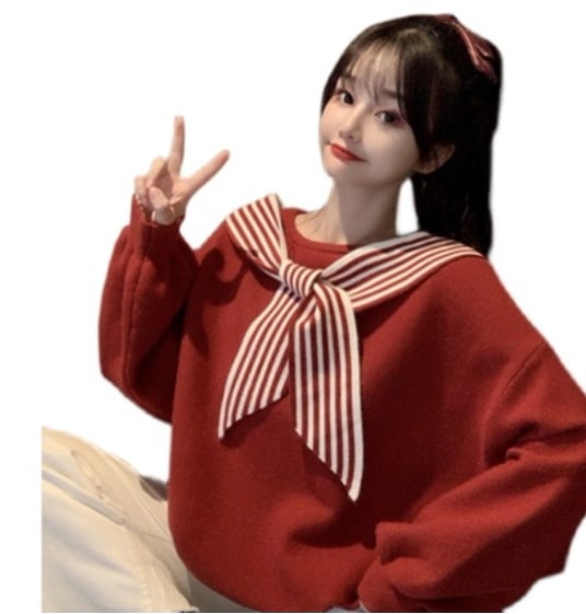 トップス セーター 袖あり 長袖 ラウンドネック かわいい 大人可愛い カジュアル おしゃれ お洒落 大人可愛い 大人女子 無地 ストライプ 秋 冬 10代 20代 レディース 女性用 学生 通学