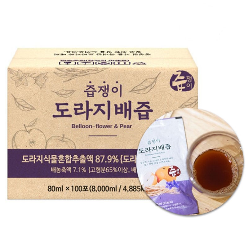 汁職人 キキョウ梨汁 100%韓国産原料 80ml x 100包 お得なセット