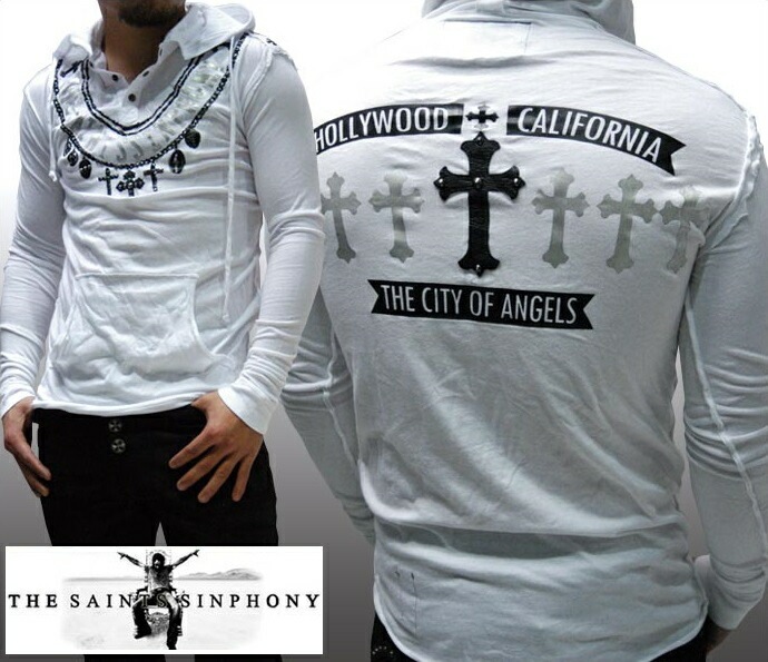 セインツシンフォニー THE SAINTS SINPHONY メンズ パーカー BLESSED 551 ホワイト セイントシンフォニー プルオーバー セインツ シンフォニー LAセレブ セレカジ カジ