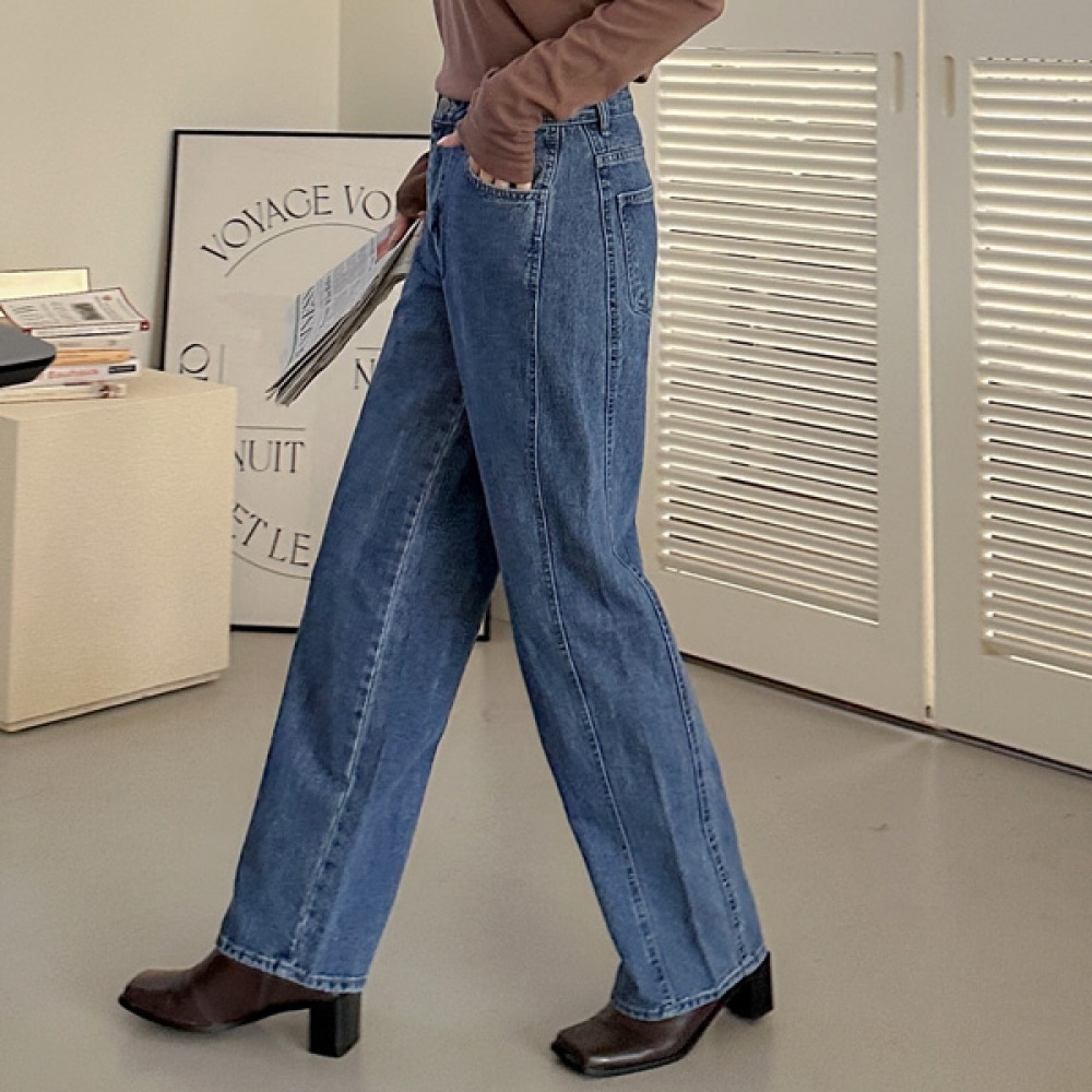 (JSTYLEのイーブレット) イーブレットティンジュップストレートデニムパンツ JSTYLE