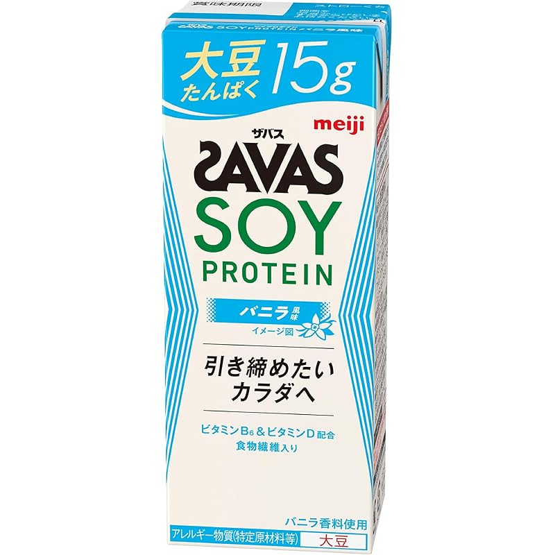 即納：SAVAS(ザバス) SOY PROTEIN バニラ風味 200ml×24本 明治 ソイプロテイン