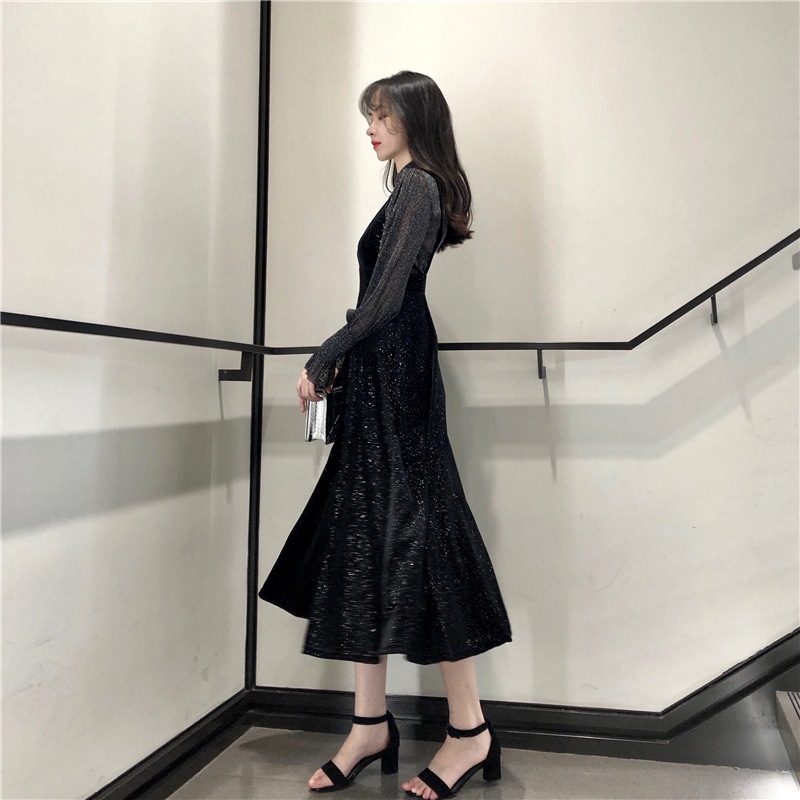 ロングワンピース ブラック ワンピース ロング ロング丈 スリム 細身 ストレート スマート 4,950円