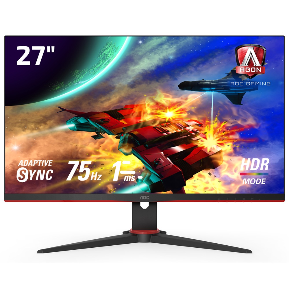 AOC ゲーミング液晶ディスプレイ(27型/IPS/FullHD 1920×1080/75Hz/1ms/HDMI1.4/DP1.2/D-Sub/VESA/3年保証)(ブラック) 27G2E511