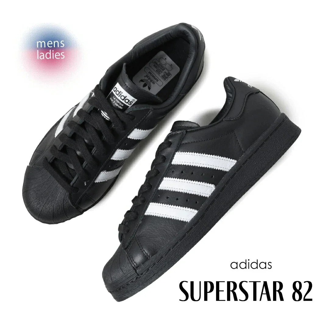 adidas アディダス スーパースター スニーカー SUPERSTAR 82 CBLACK/FTWWHT/CBLACK ( ブラック 黒 ローテク メンズ レディース JI2026 )