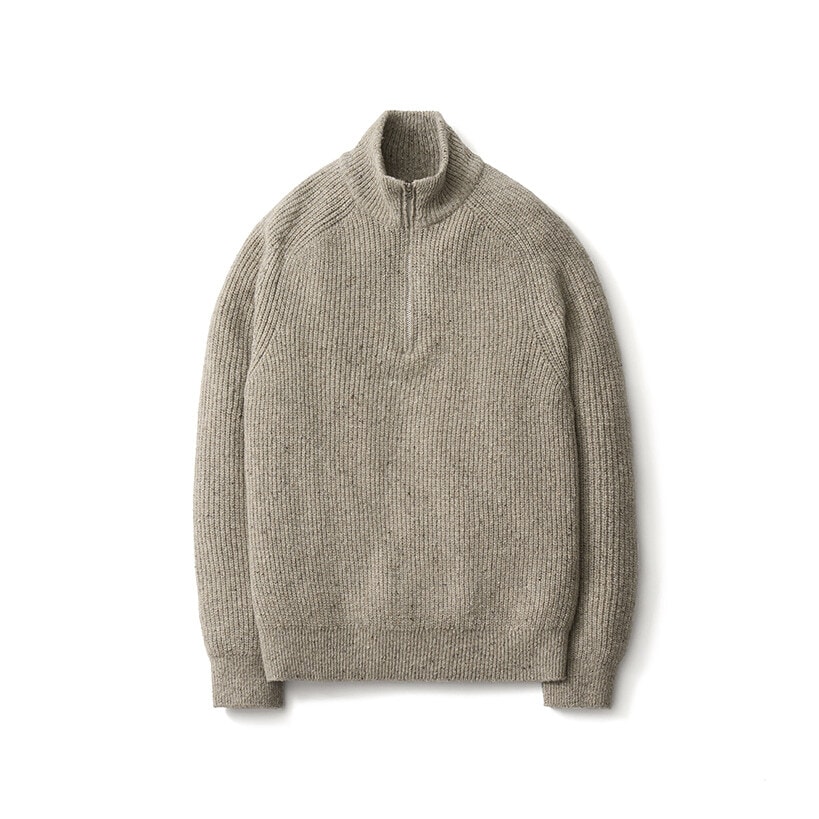 【POTTERY】 HIGH NECK HALF ZIP-UP KNIT : ASH GRAY