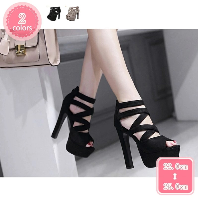 1000円OFFクーポン プラットフォーム サンダル 厚底 チャンキーヒール ジッパー レディース 厚底サンダル ミュールサンダル ヒール 歩きやすい 太ヒール 大きいサイズ 疲れない 旅行 夏 キャ