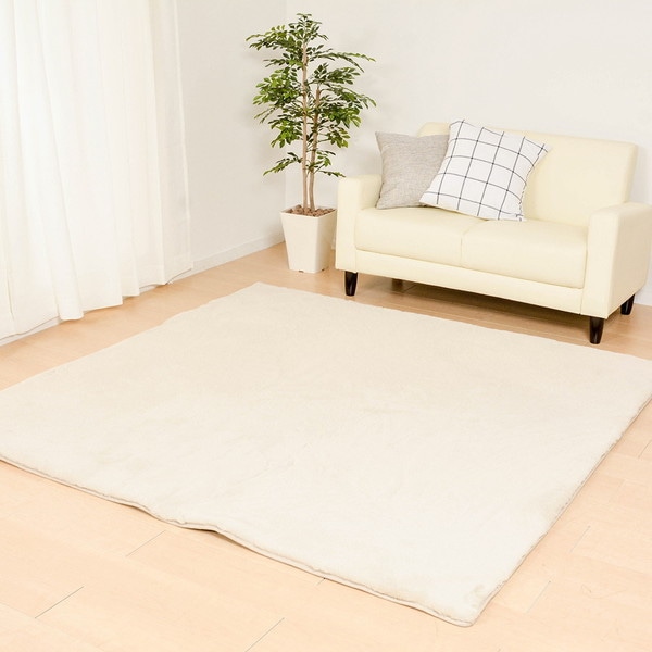 ラビットファータッチ プレミアム ラグ ラパン 130cm180cm アイボリー メーカー直送