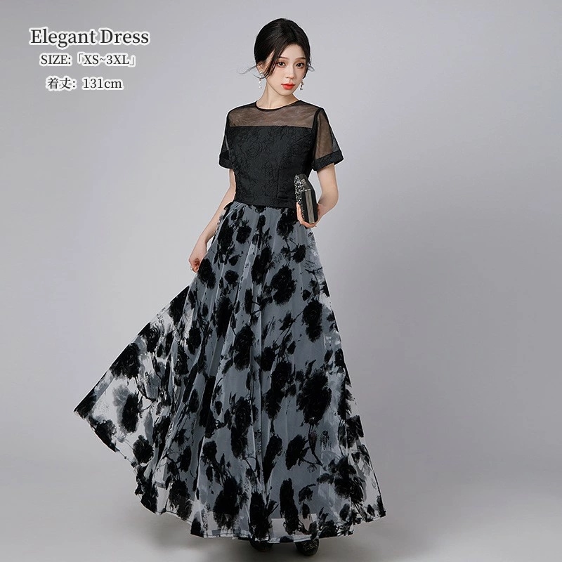 ウエディングドレス 黒ドレス プリンセス レース 切り替え 二次会 イブイングドレス パーティードレス 結婚式 ワンピース「XS~3XL」演奏会 発表会 ロングドレス 大きいサイズ カラードレス おし