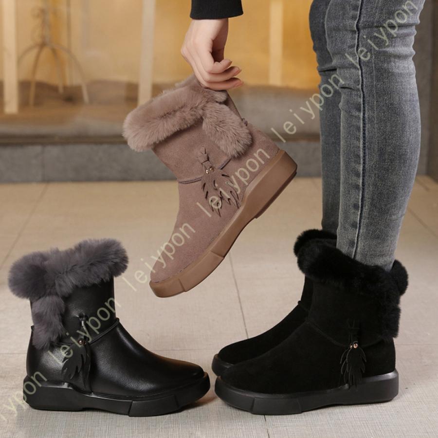 ムートンブーツ レディース スノーブーツ 滑らない 防寒 ショート丈 大きいサイズ スノーシューズ 冬 ショートブーツ ラウンドトゥ ミドル丈 暖かい おしゃれ
