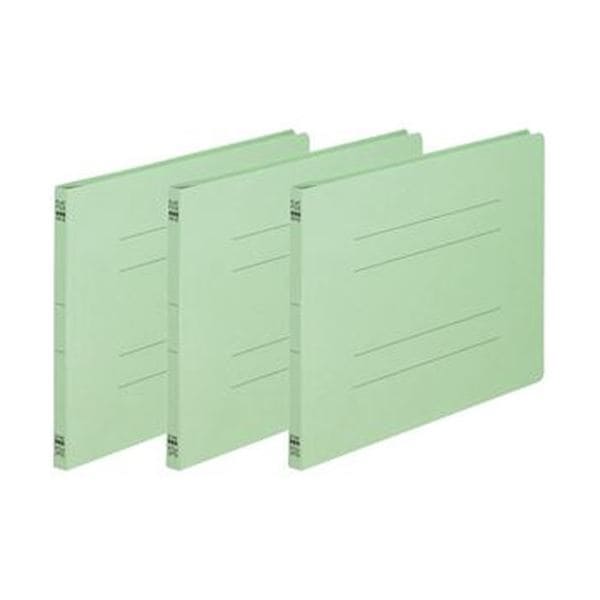 （まとめ）TANOSEE フラットファイル（ノンステープルタイプ）A4ヨコ 150枚収容 背幅18mm 緑 1パック（3冊）50セット