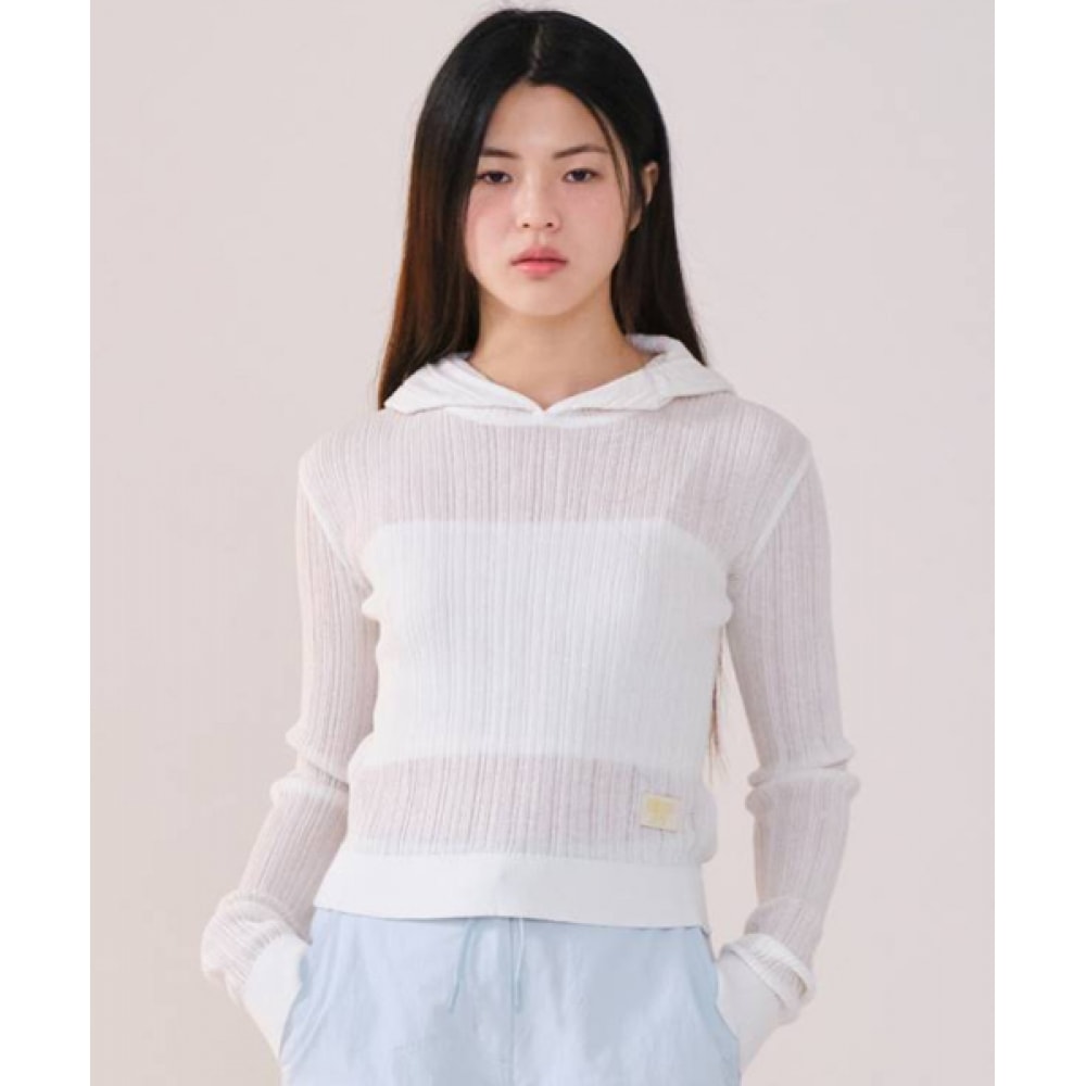 COVERNAT 女性用シアーパーカーニットアイボリー