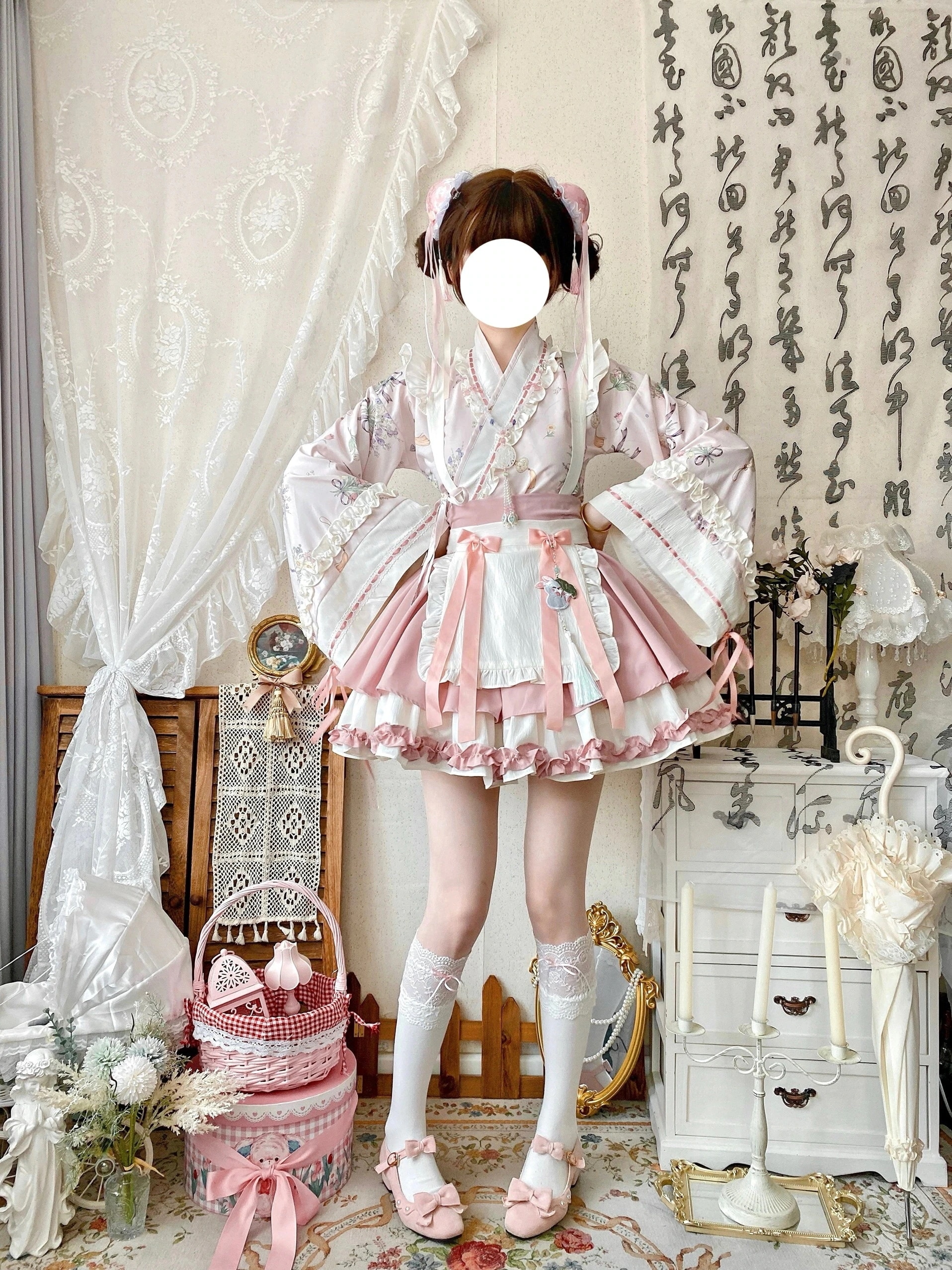 ロリータ ワンピース コスプレ 学院祭用 中華風ロリータビッグスリーブクロスネックビッグスイング