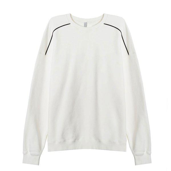 メンズショルダーラインラウンド長袖Tシャツ AC-TSA-Q030-アイボリー-アイボリー