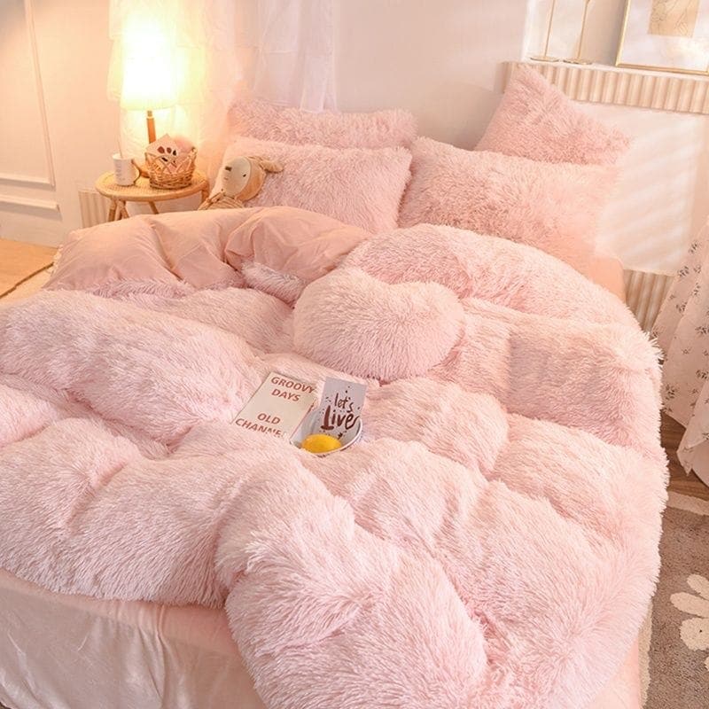 厚手で暖かいミンクベルベット4点セットプラスぬいぐるみコーラルベルベットクリスタルベルベット3点セット無地韓国プリンセススタイル