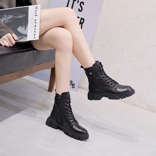 ショートブーツ レディース コスプレシューズ 黒 白 ダブルベルト