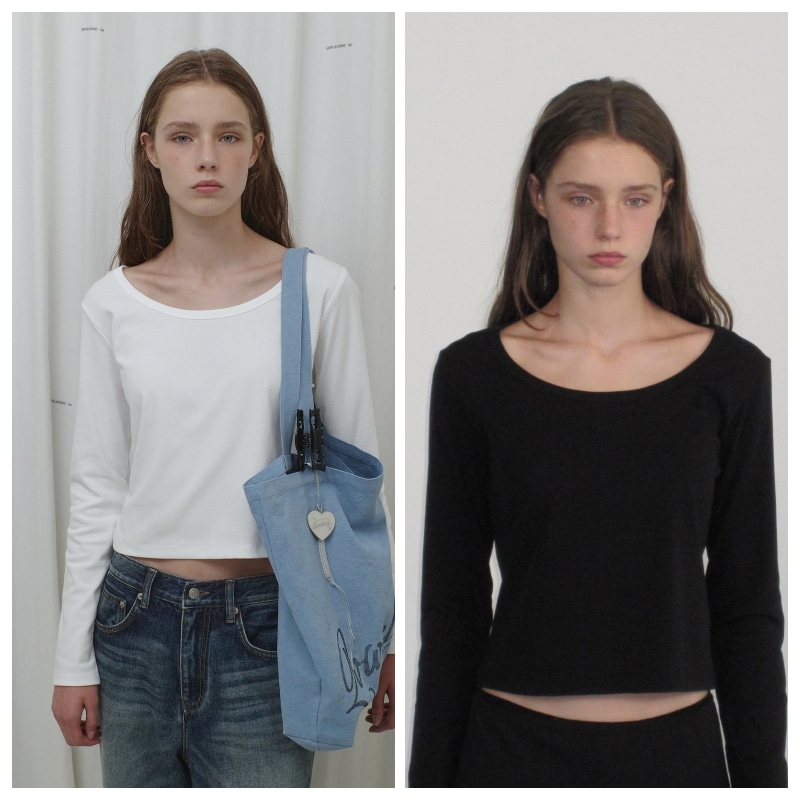 [LOW CLASSIC] ★ORGANIC SILKET SCOOP NECK T-SHIRT (2色) LOW CLASSIC】 ORGANIC SILKET SCOOP NECK T-SHIRT : 2COLORS T