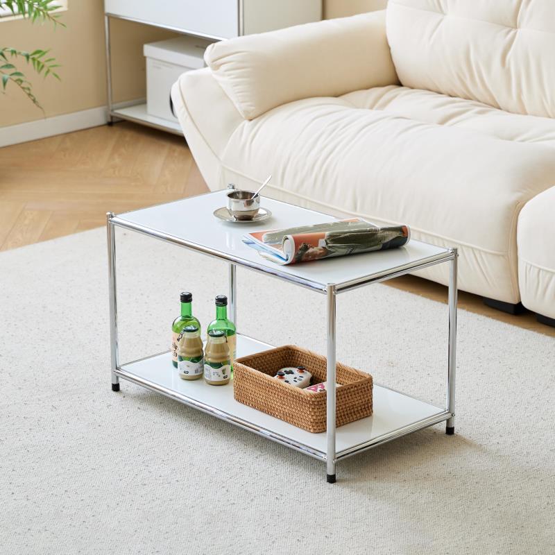 モジュール家具 ローテーブル シンプリー サイドテーブル JP-258 オープン棚付き モジュールデザイン 幅 76.7cm × 奥行 40cm × 高さ 44.5cm 韓国インテリア 韓国家具 (ホ