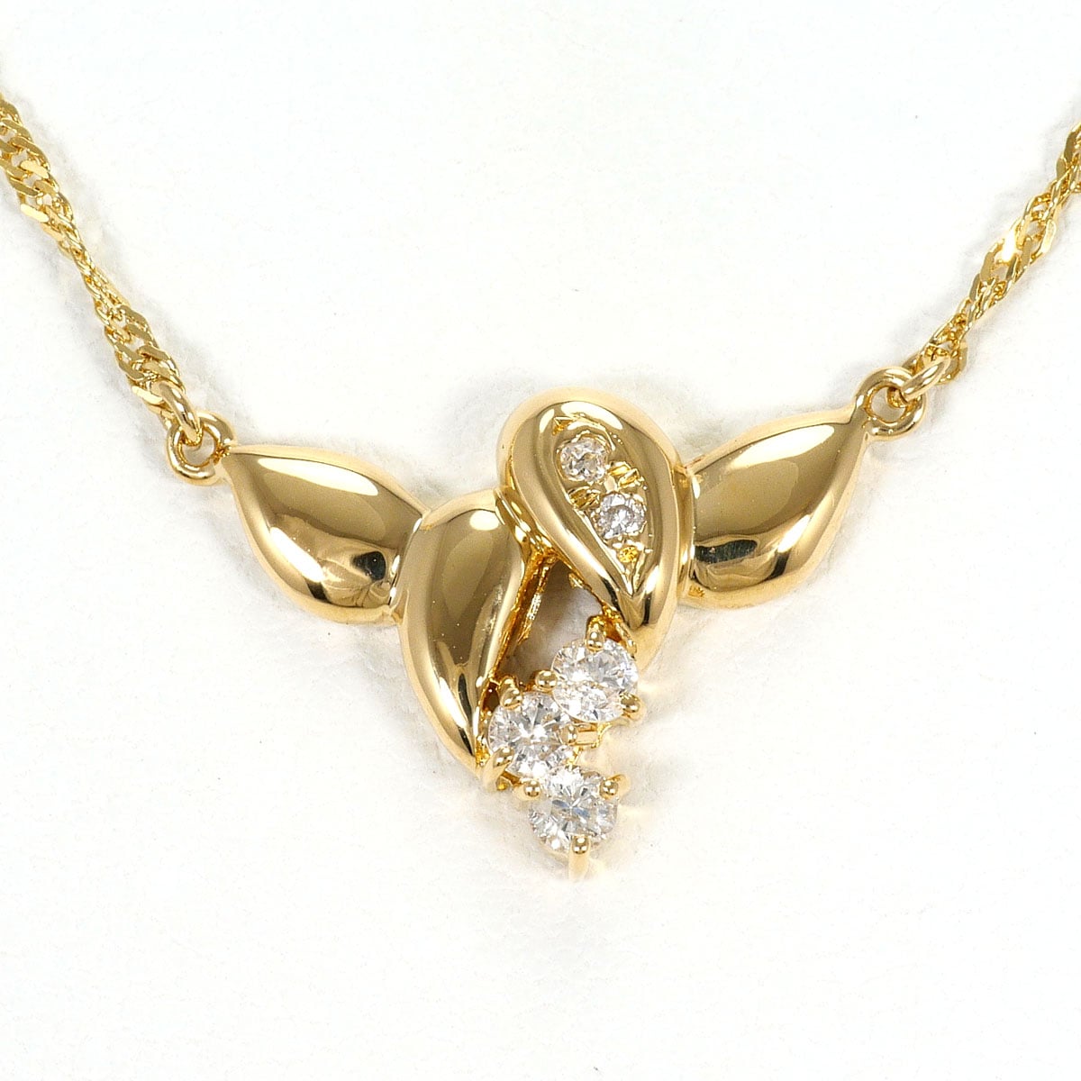 K18 18金 YG イエローゴールド ネックレス ダイヤモンド 0.10ct 総重量約2.3g 約42cm ジュエリー 中古