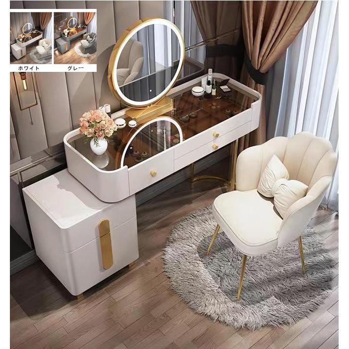 期間キャンペーン　ドレッサー オシャレ 北欧風 鏡台 お姫系 LED ミラーは含まれません ドレッサー スツールセット 寝室 化粧テーブル 小さい化粧台 コ スメ台 収納205