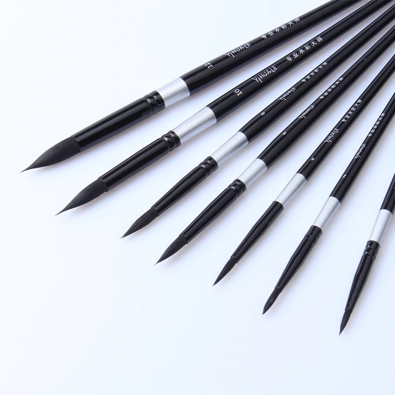 Evalペイントアートブラシ水彩ブラシ1個プロフェッショナル水彩ブラシリス毛先のとがった絵画ブラシのための手の痛み